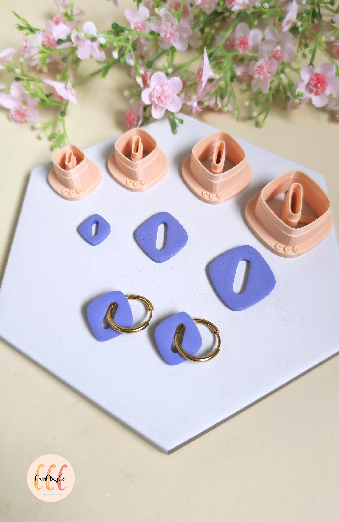 Emporte-pièces losanges arrondis trous ovales pour la fabrication de bijoux en argile polymère, créoles interchangeables, pampilles