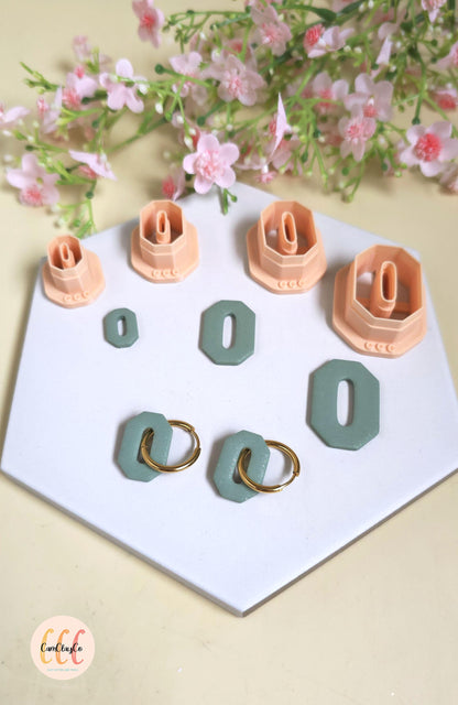 Emporte-pièces octogones allongés trous ovales pour la fabrication de bijoux en argile polymère, créoles interchangeables, pampilles