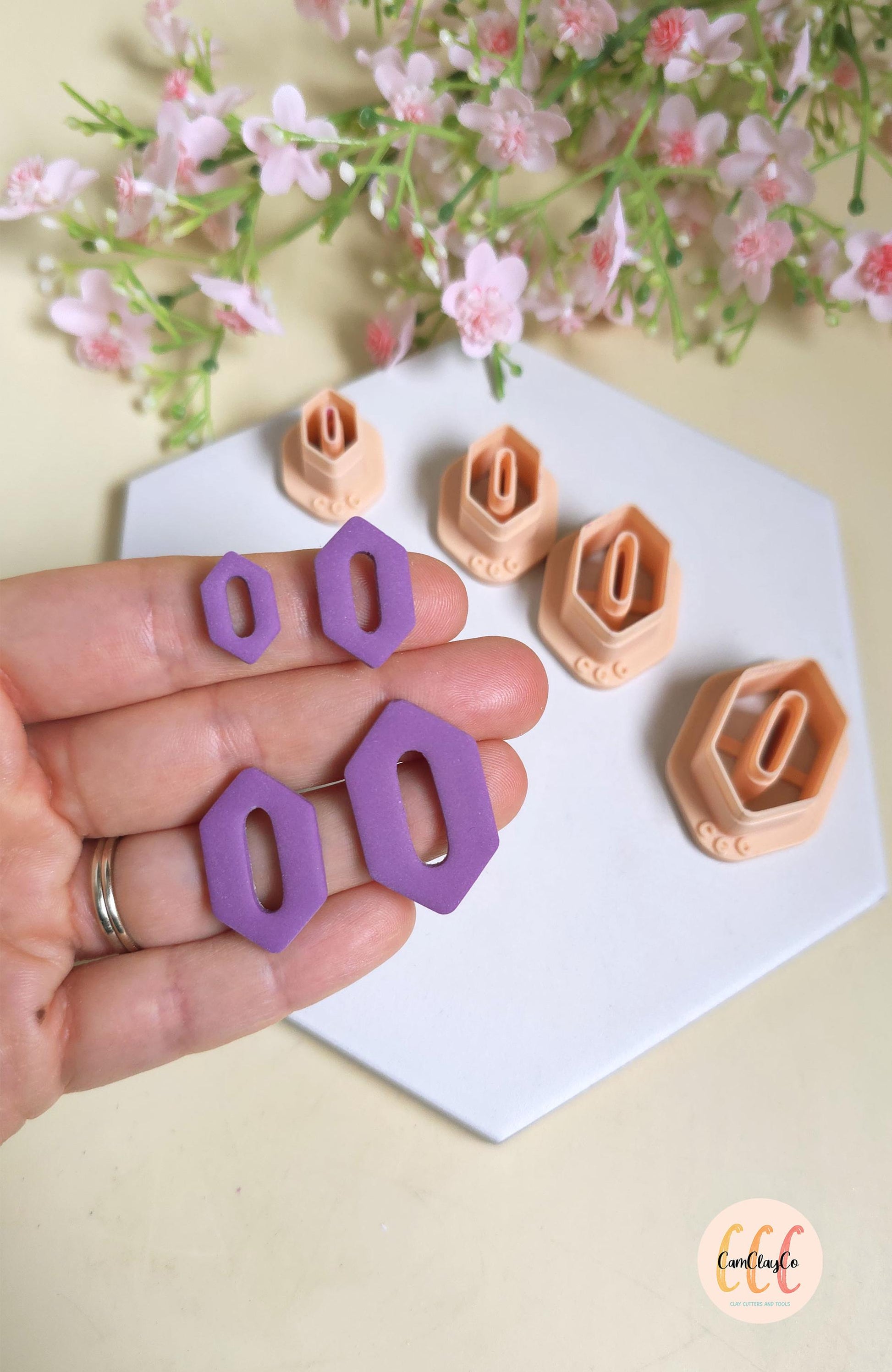 Emporte-pièces hexagones allongés trous ovales pour la fabrication de bijoux en argile polymère, créoles interchangeables, pampilles
