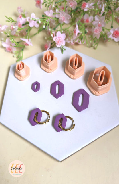 Emporte-pièces hexagones allongés trous ovales pour la fabrication de bijoux en argile polymère, créoles interchangeables, pampilles
