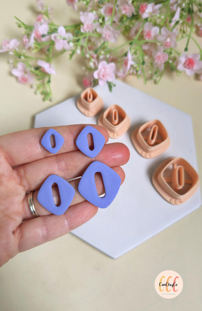 Emporte-pièces losanges arrondis trous ovales pour la fabrication de bijoux en argile polymère, créoles interchangeables, pampilles