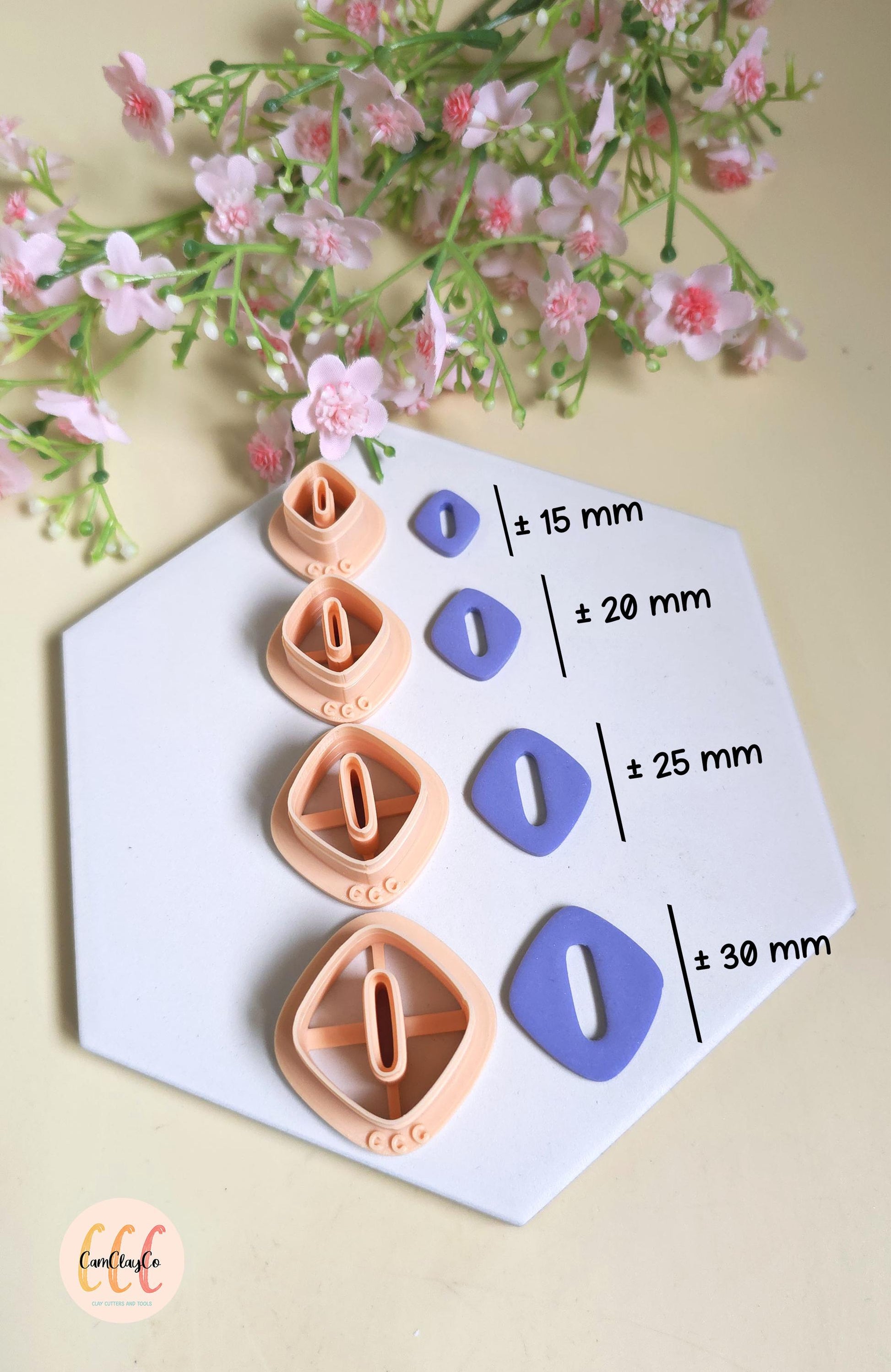 Emporte-pièces losanges arrondis trous ovales pour la fabrication de bijoux en argile polymère, créoles interchangeables, pampilles
