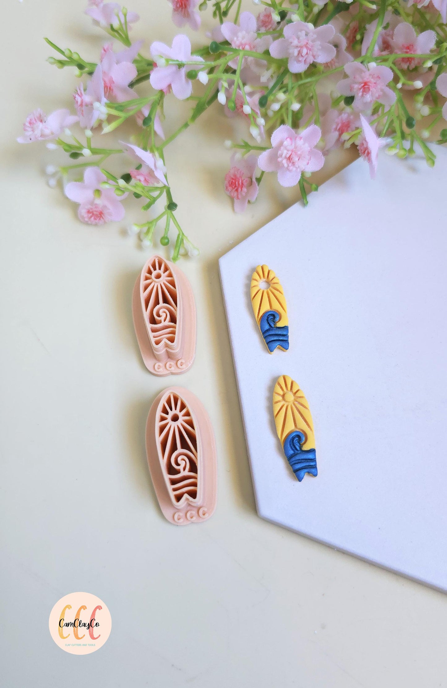 Emporte-pièces planches de surf soleil et vague pour la fabrication de bijoux en argile polymère, créoles interchangeables, pampilles