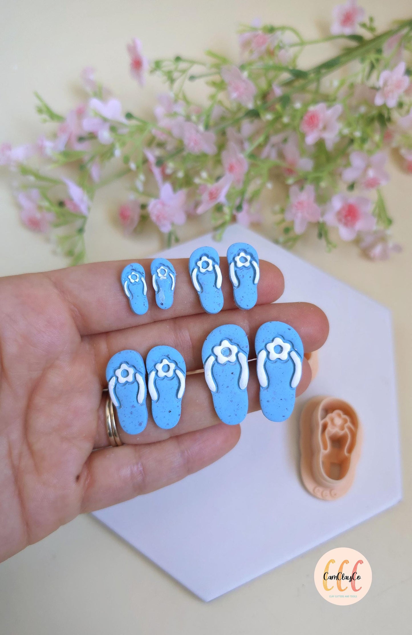Emporte-pièces 3D en forme de tongs fleurs pour la fabrication de bijoux en argile polymère