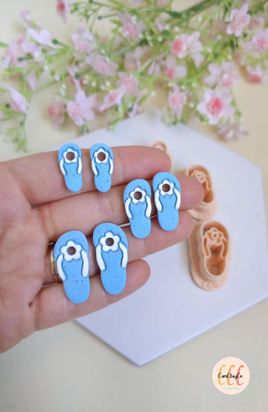 Emporte-pièces 3D en forme de tongs fleurs pour la fabrication de bijoux en argile polymère, créoles interchangeables, pampilles