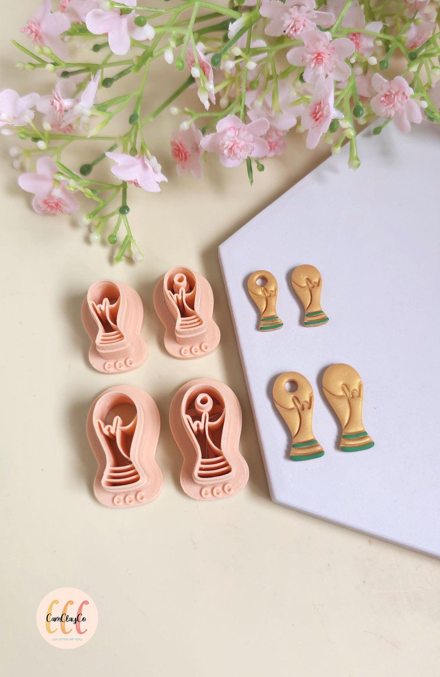 Emporte-pièces 3D en forme de coupe de football pour la fabrication de bijoux en argile polymère, pampilles, créoles interchangeables