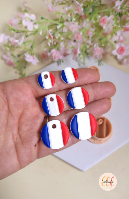 Emporte-pièces 3D en forme de drapeaux ronds pour la fabrication de bijoux en argile polymère, pampilles, créoles interchangeables