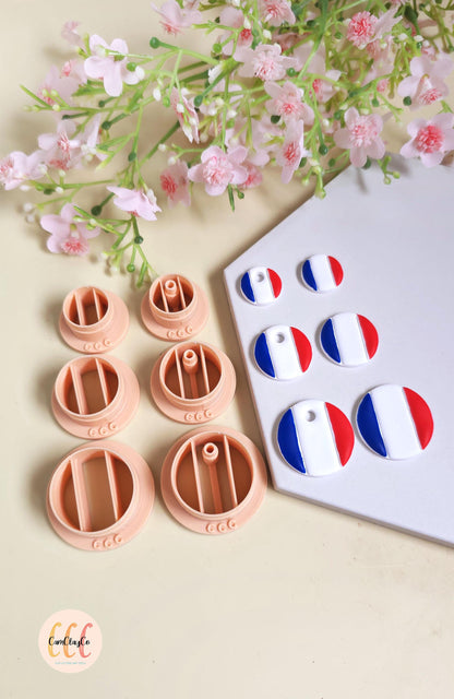 Emporte-pièces 3D en forme de drapeaux ronds pour la fabrication de bijoux en argile polymère, pampilles, créoles interchangeables