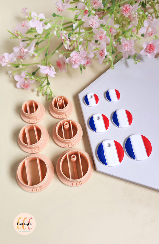 Emporte-pièces 3D en forme de drapeaux ronds pour la fabrication de bijoux en argile polymère, pampilles, créoles interchangeables