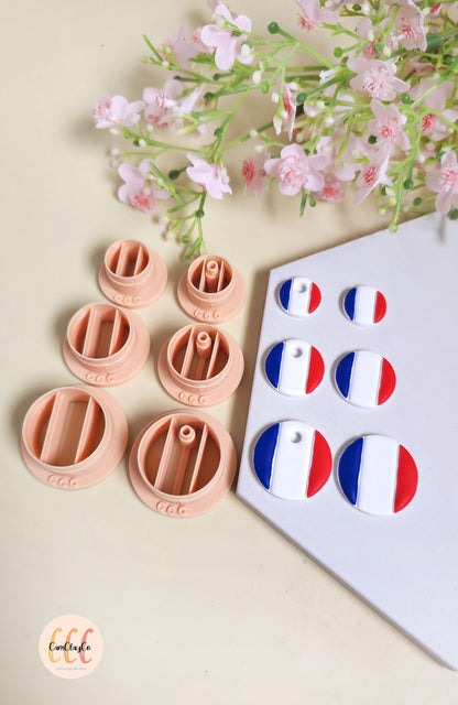 Emporte-pièces 3D en forme de drapeaux ronds pour la fabrication de bijoux en argile polymère, pampilles, créoles interchangeables