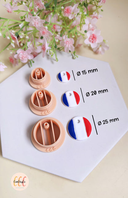 Emporte-pièces 3D en forme de drapeaux ronds pour la fabrication de bijoux en argile polymère, pampilles, créoles interchangeables