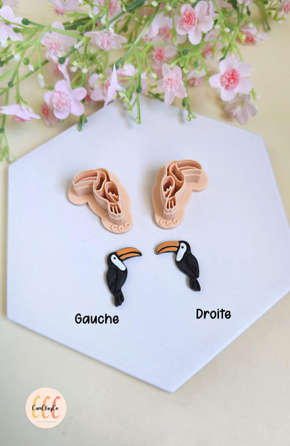 Emporte-pièce 3D en forme de toucans pour la fabrication de bijoux en argile polymère, pampilles, créoles interchangeables