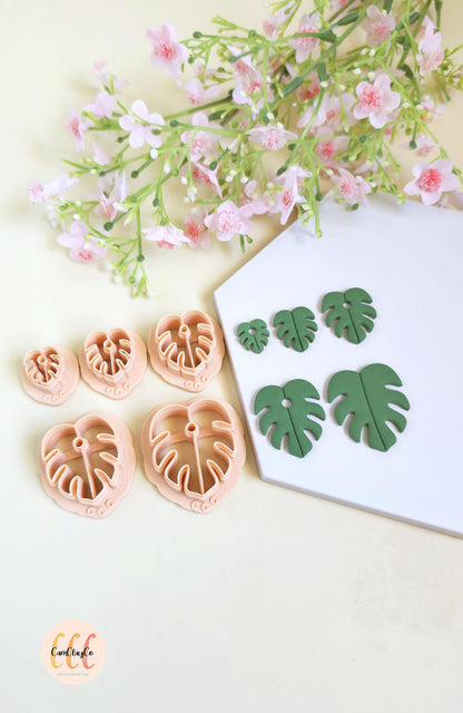 Emporte-pièces 3D en forme de feuilles de Monstera pour la fabrication de bijoux en argile polymère, pampilles, créoles interchangeables
