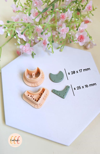 Set de deux emporte-pièces avec guides de perçage pour la fabrication de bijoux en argile polymère - D04