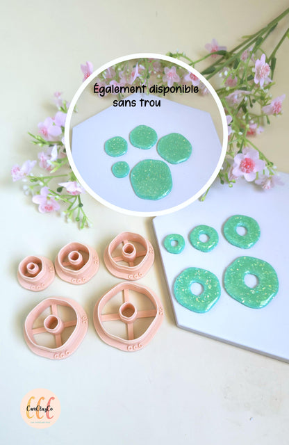 Emporte-pièces 3D en forme de cercles organiques pour la fabrication de bijoux en argile polymère, créoles interchangeables, pampilles