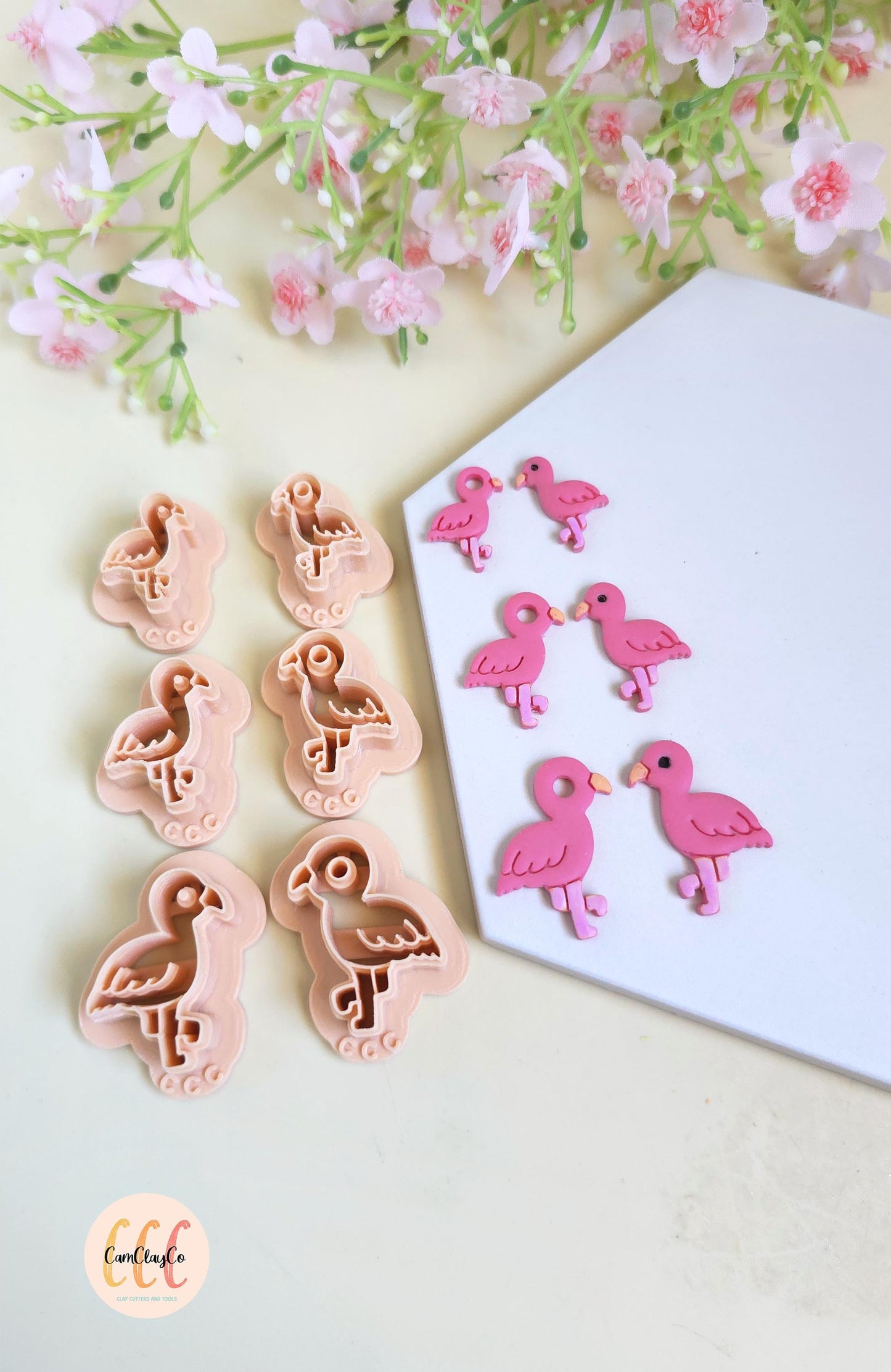 Emporte-pièce 3D en forme de flamants rose pour la fabrication de bijoux en argile polymère, pampilles, créoles interchangeables