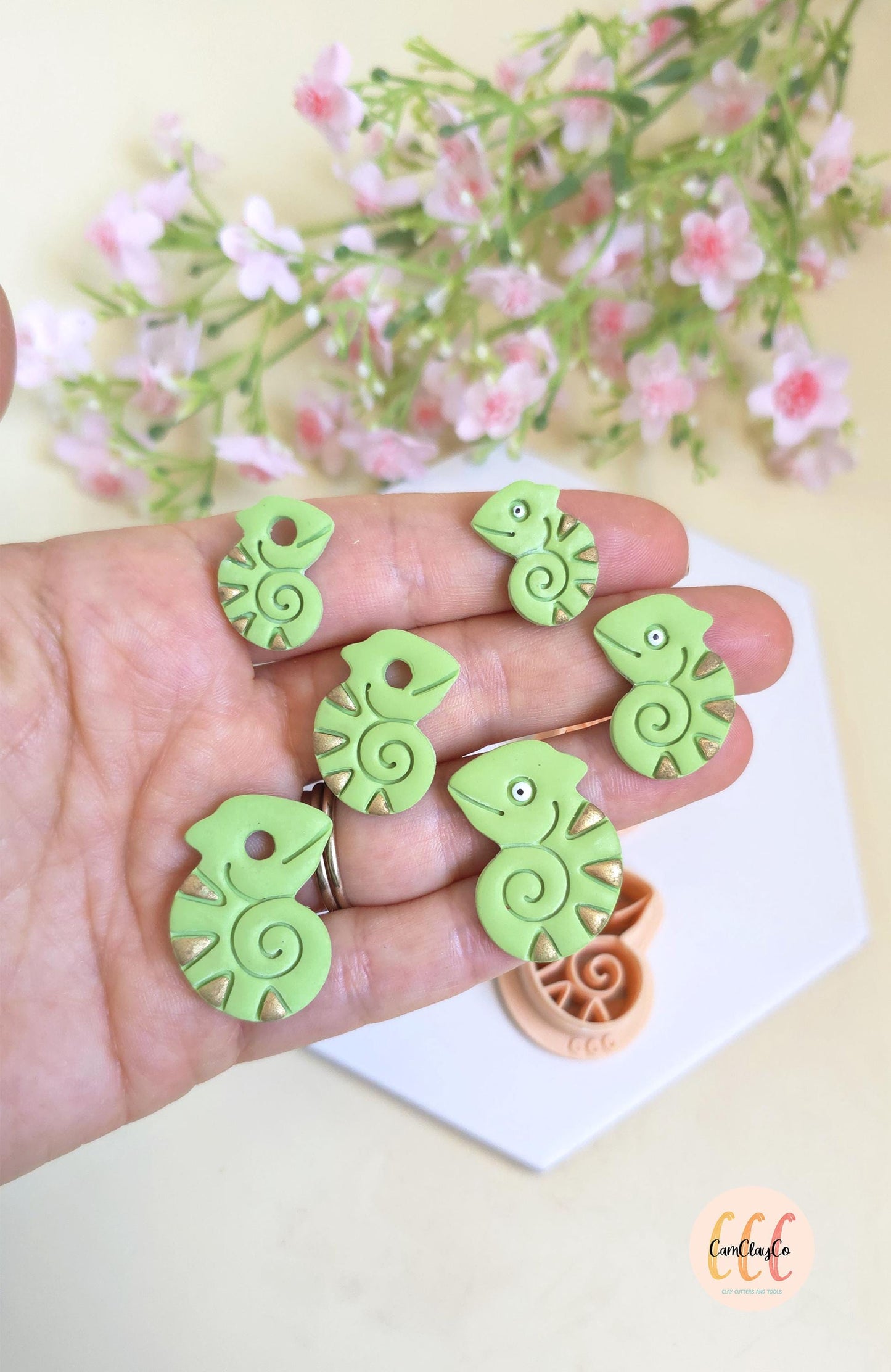 Emporte-pièces 3D en forme de caméléons pour la fabrication de bijoux en argile polymère, pampilles, créoles interchangeables