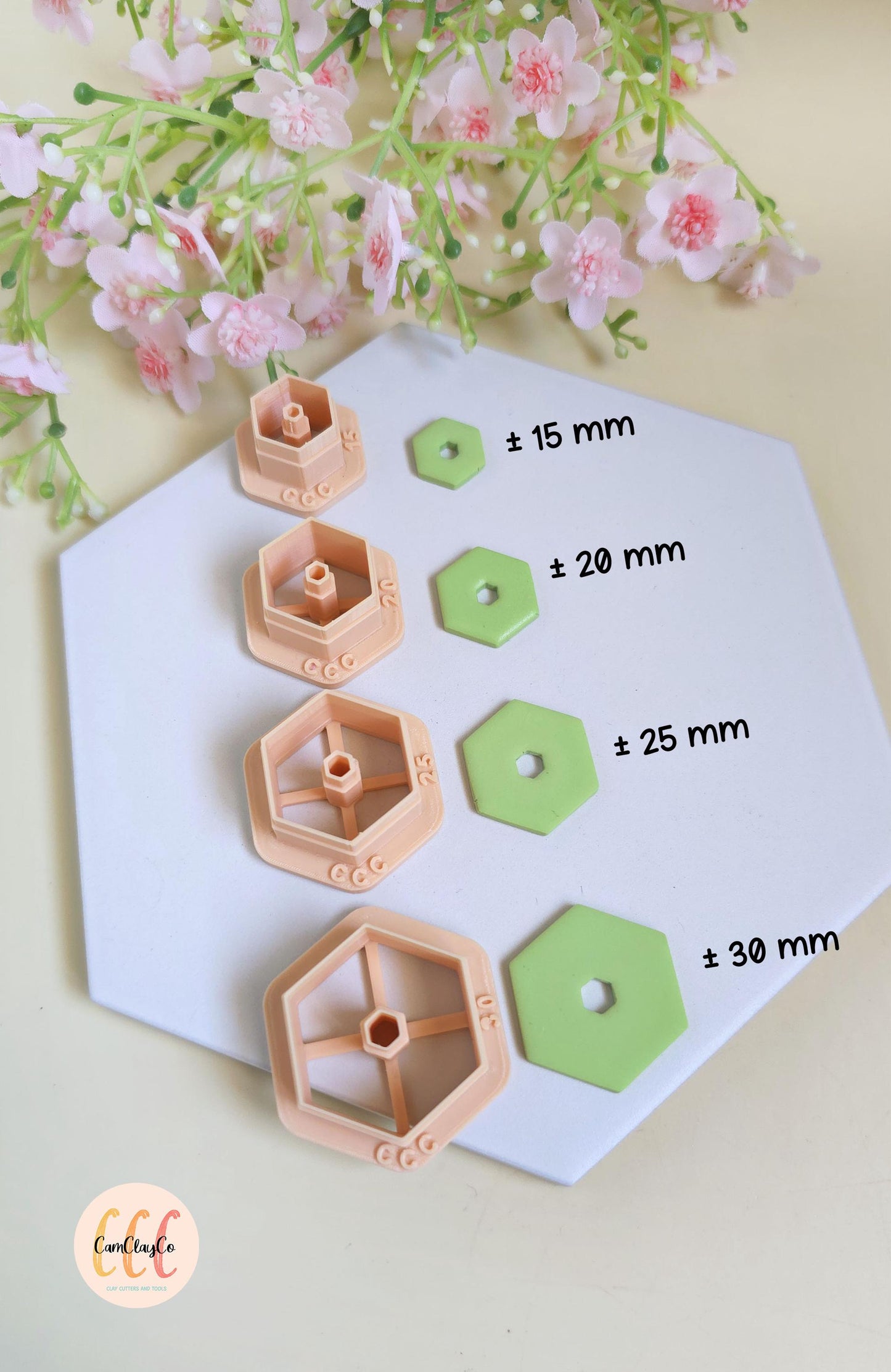Emporte-pièces hexagones avec trous hexagones au centre pour fabrication de bijoux en argile polymère, créoles interchangeables, pampilles