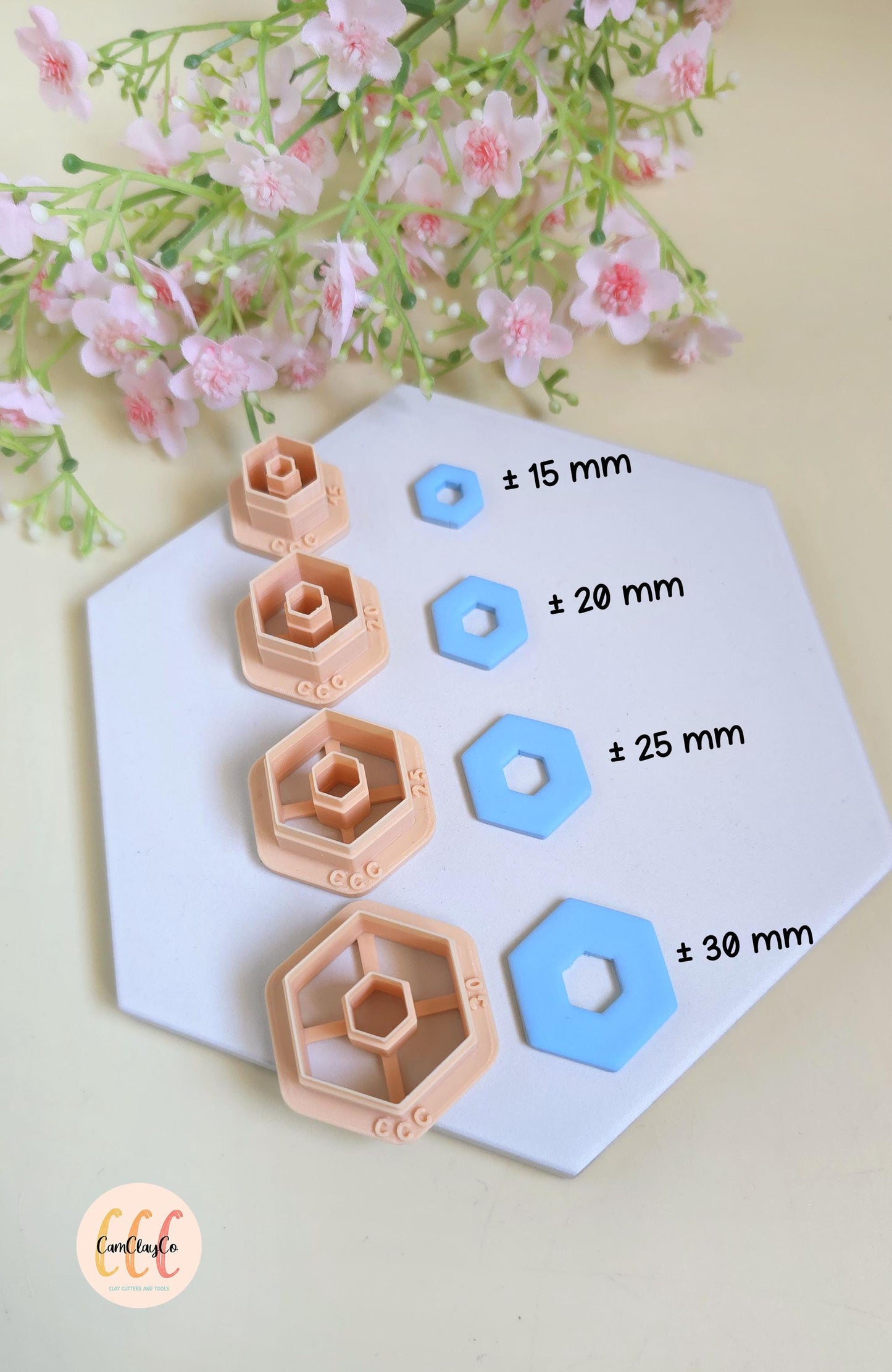 Emporte-pièces hexagones gros trous hexagones au centre pour fabrication de bijoux en argile polymère, créoles interchangeables, pampilles