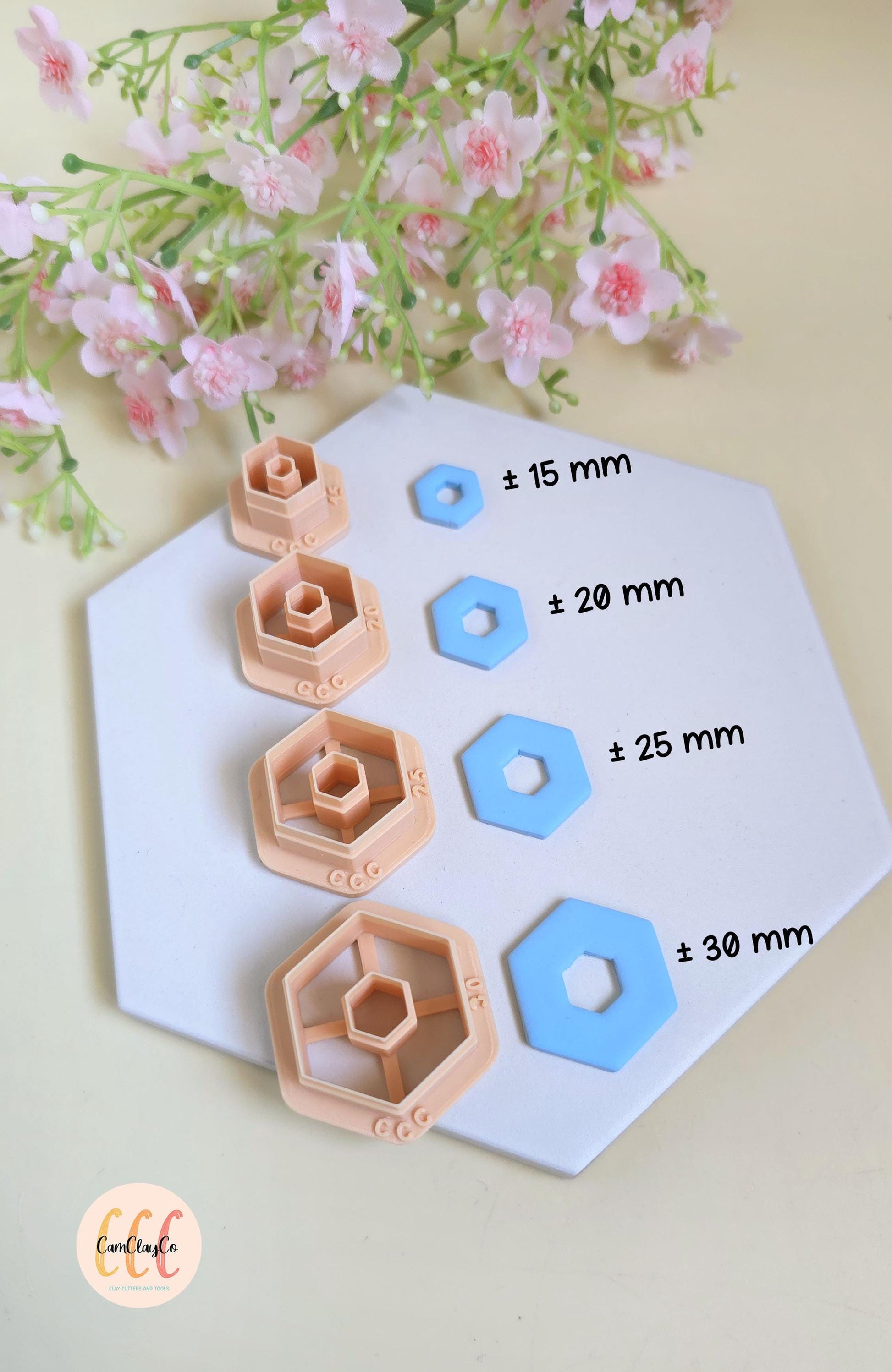 Emporte-pièces hexagones gros trous hexagones au centre pour fabrication de bijoux en argile polymère, créoles interchangeables, pampilles