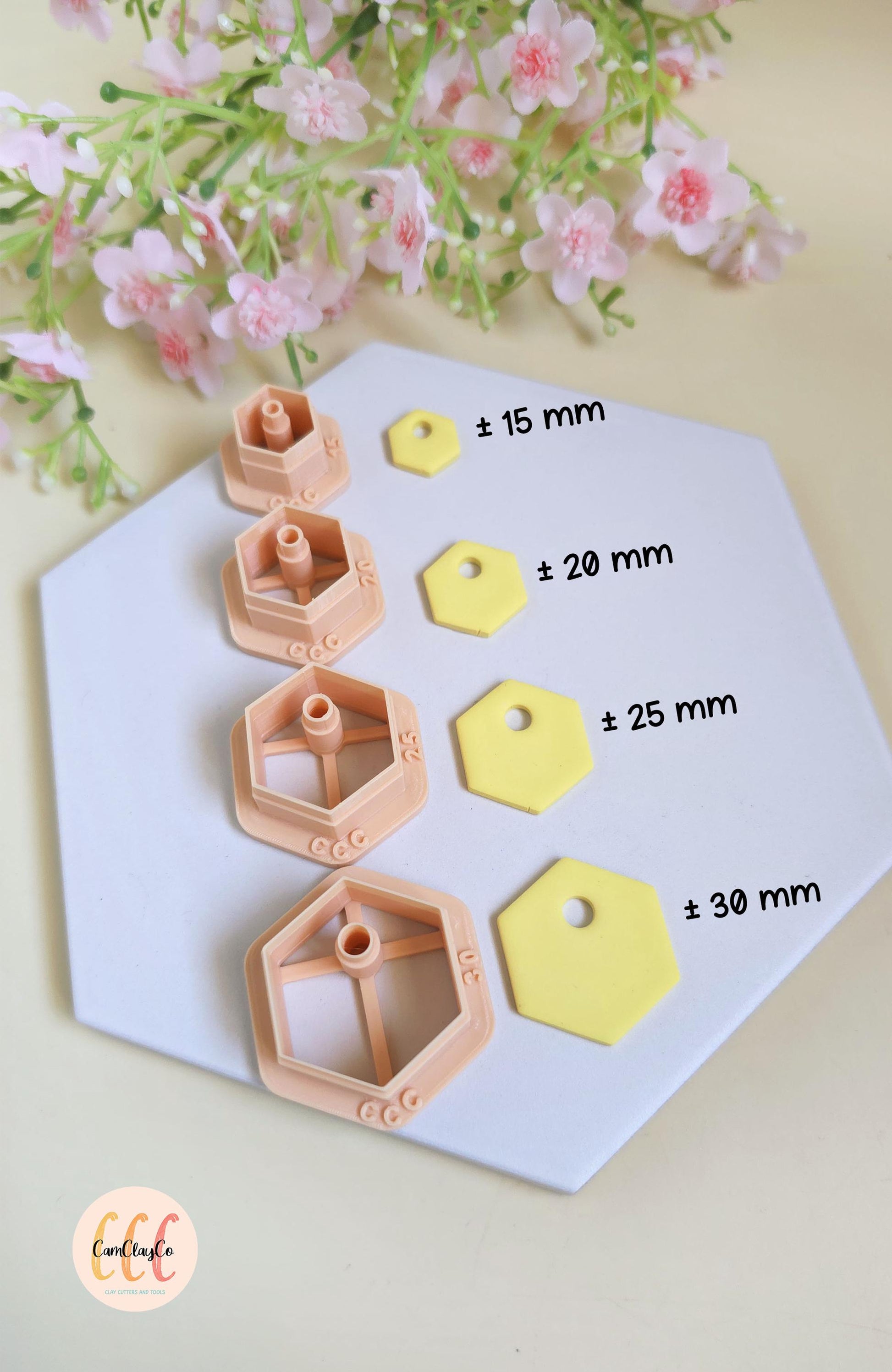 Emporte-pièces hexagones avec trous ronds en haut pour fabrication de bijoux en argile polymère, créoles interchangeables, pampilles