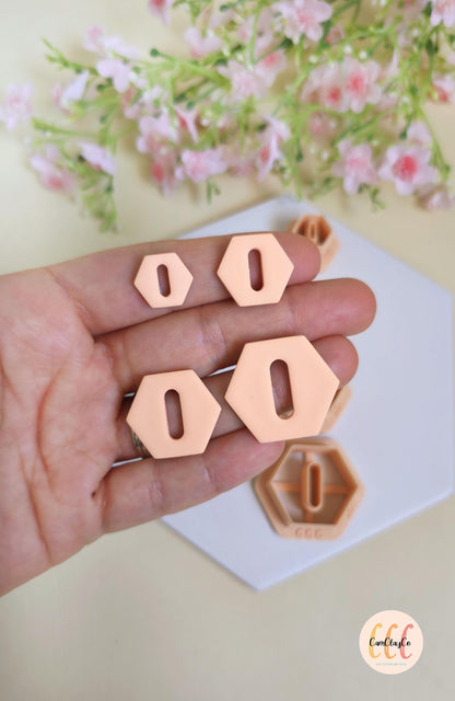 Emporte-pièces hexagones plats avec trous ovales pour fabrication de bijoux en argile polymère, créoles interchangeables, pampilles