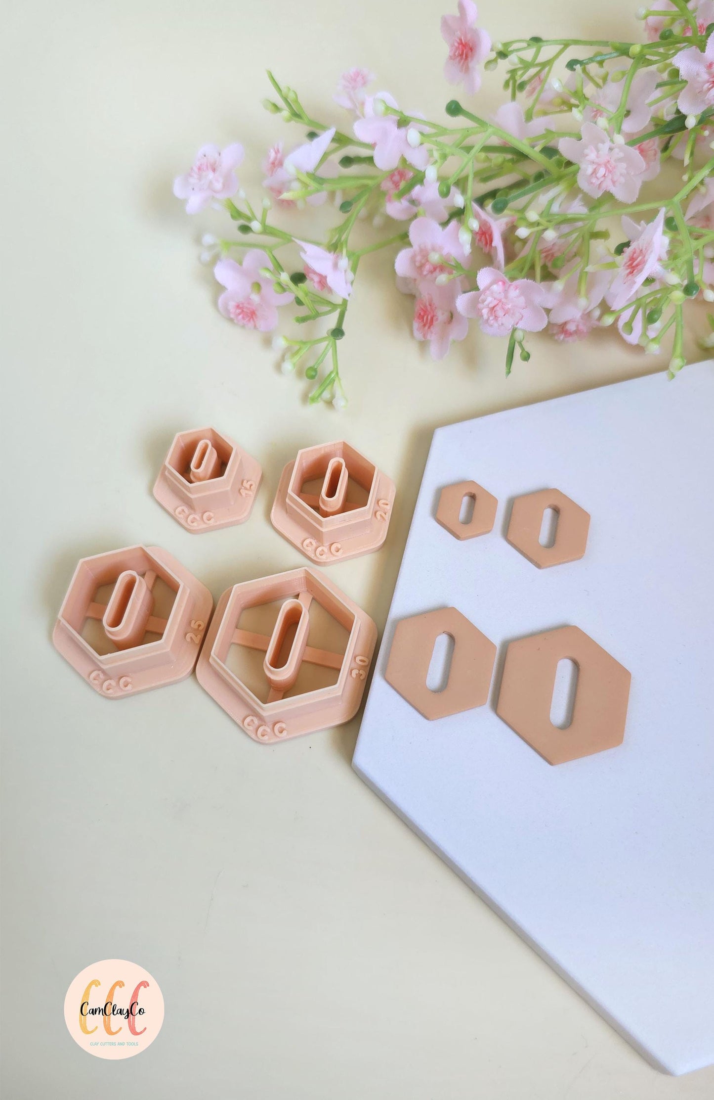 Emporte-pièces hexagones pointus avec trous ovales pour fabrication de bijoux en argile polymère, créoles interchangeables, pampilles