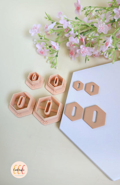 Emporte-pièces hexagones pointus avec trous ovales pour fabrication de bijoux en argile polymère, créoles interchangeables, pampilles