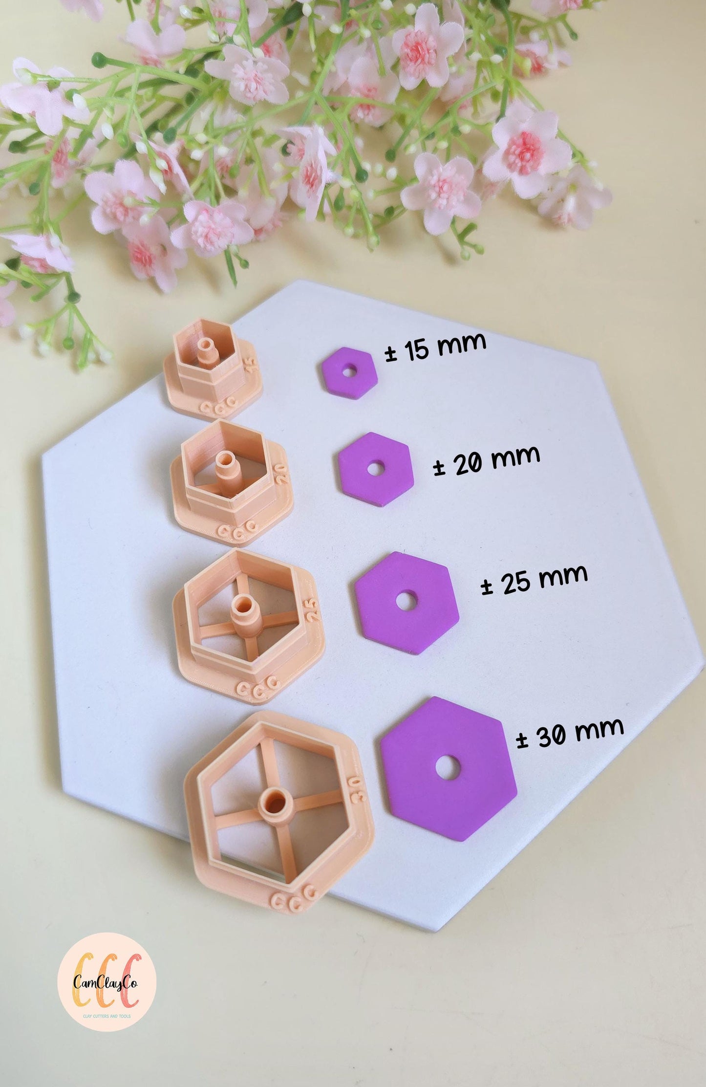 Emporte-pièces hexagones avec trous ronds au centre pour fabrication de bijoux en argile polymère, créoles interchangeables, pampilles