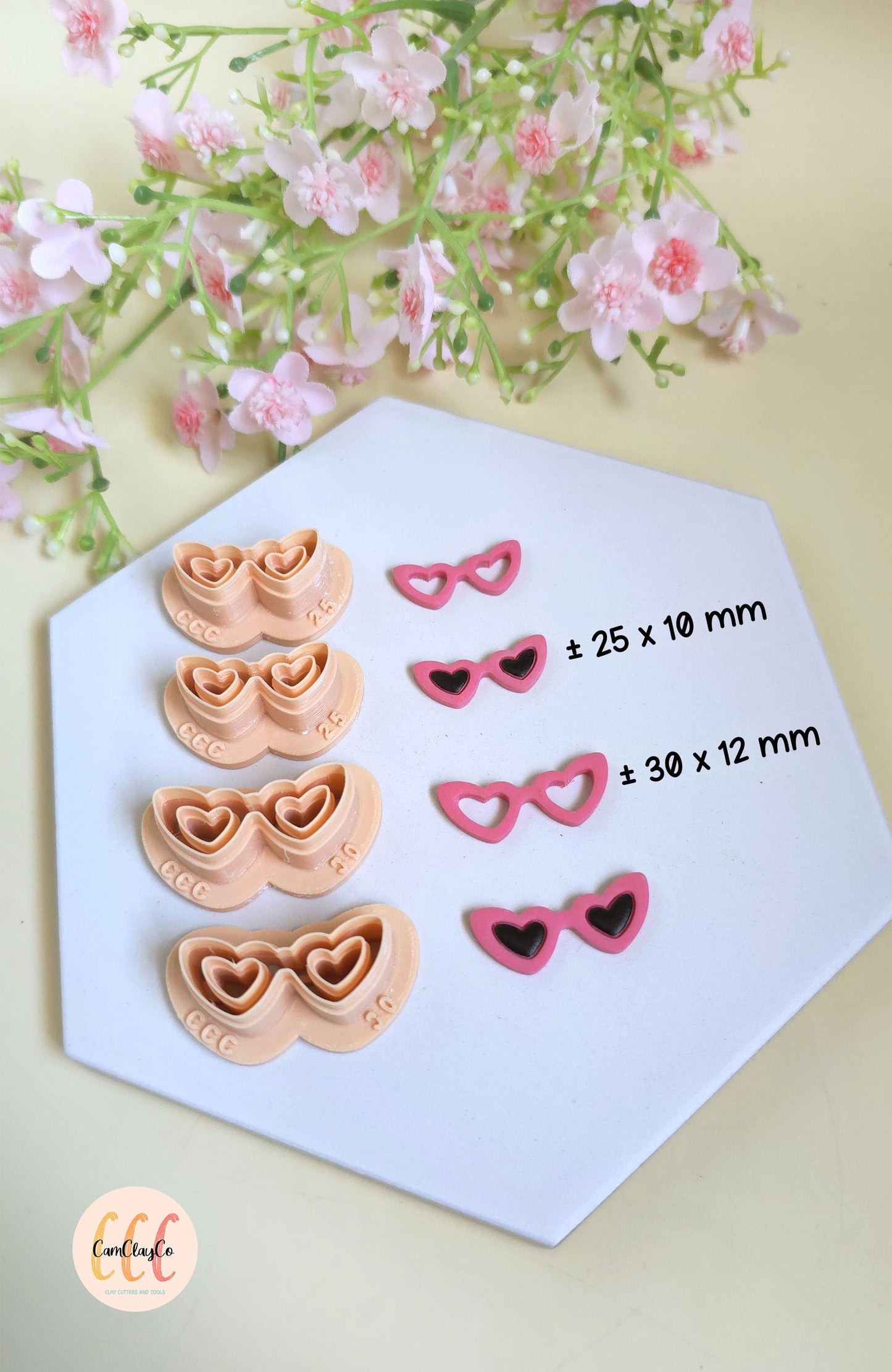 Emporte-pièces 3D en forme de lunettes de soleil cœurs pour la fabrication de bijoux en argile polymère, créoles interchangeables, pampilles