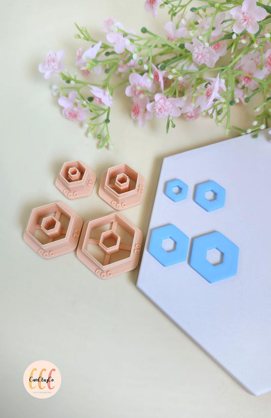 Emporte-pièces hexagones gros trous hexagones au centre pour fabrication de bijoux en argile polymère, créoles interchangeables, pampilles