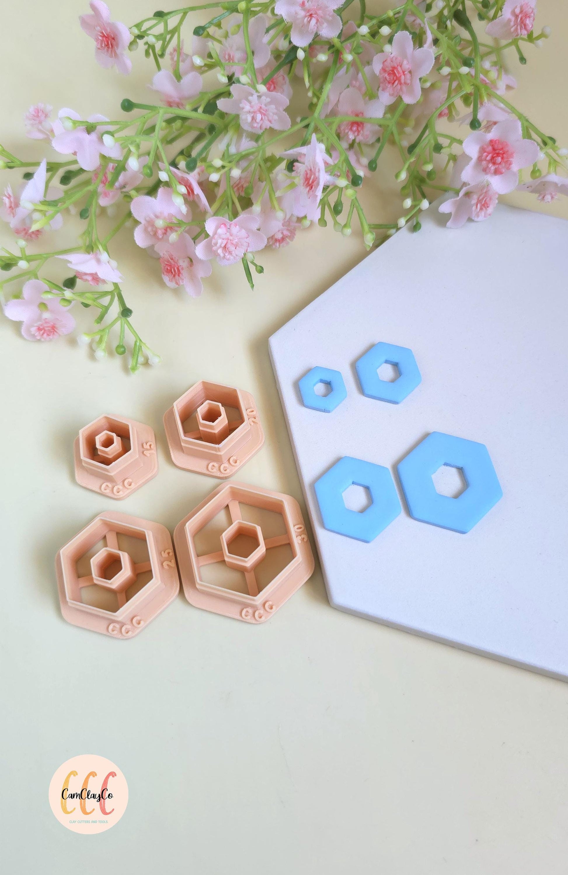 Emporte-pièces hexagones gros trous hexagones au centre pour fabrication de bijoux en argile polymère, créoles interchangeables, pampilles