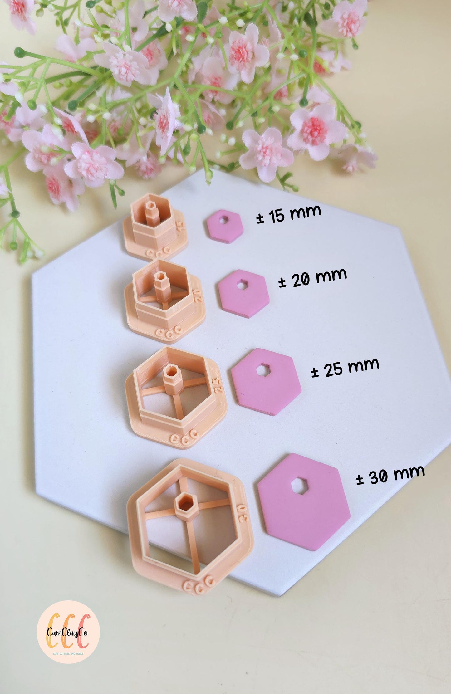 Emporte-pièces hexagones avec trous hexagones en haut pour fabrication de bijoux en argile polymère, créoles interchangeables, pampilles