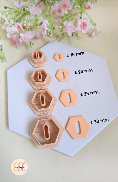 Emporte-pièces hexagones plats avec trous ovales pour fabrication de bijoux en argile polymère, créoles interchangeables, pampilles