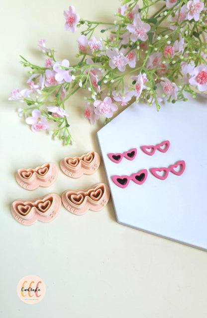 Emporte-pièces 3D en forme de lunettes de soleil cœurs pour la fabrication de bijoux en argile polymère, créoles interchangeables, pampilles