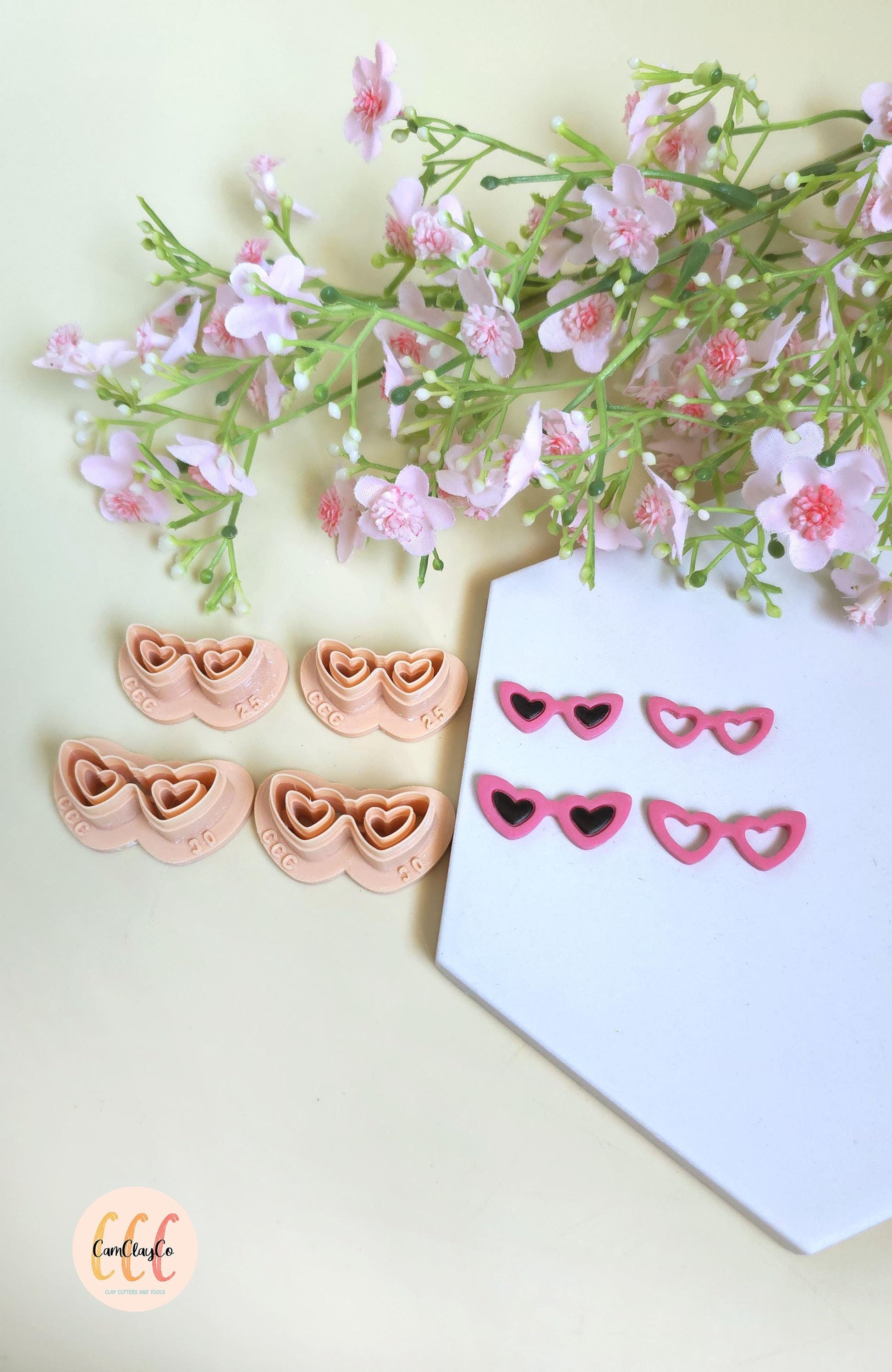 Emporte-pièces 3D en forme de lunettes de soleil cœurs pour la fabrication de bijoux en argile polymère, créoles interchangeables, pampilles