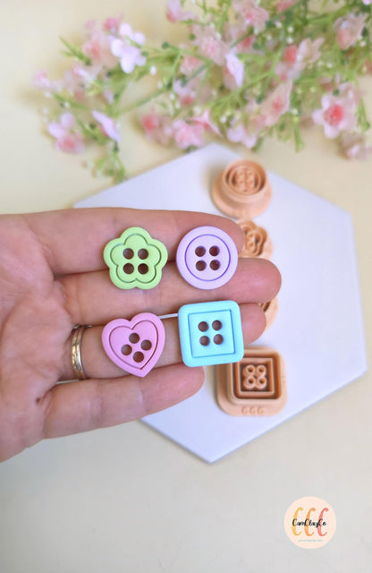 Emporte-pièces 3D en forme de boutons de couture pour la fabrication de bijoux en argile polymère, créoles interchangeables, pampilles