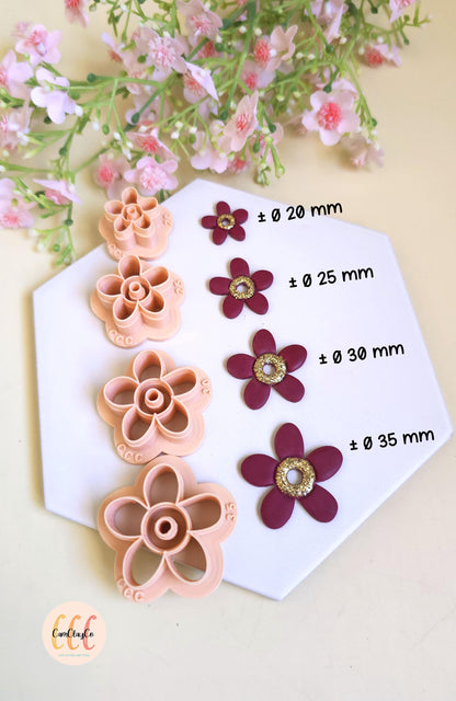Emporte-pièces 3D fleurs organiques gros centre pour la fabrication de bijoux en argile polymère, créoles interchangeables, pampilles