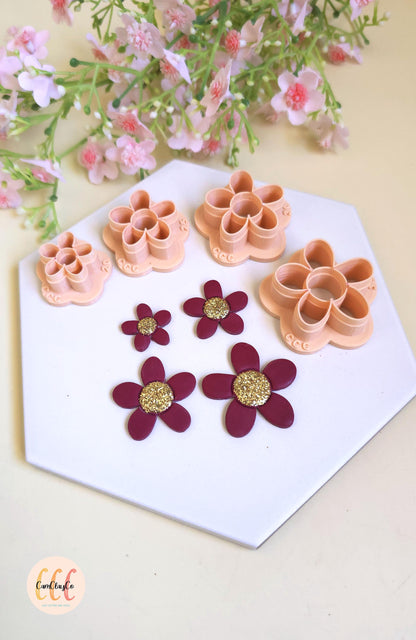 Emporte-pièces 3D fleurs organiques gros centre pour la fabrication de bijoux en argile polymère, créoles interchangeables, pampilles