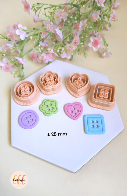 Emporte-pièces 3D en forme de boutons de couture pour la fabrication de bijoux en argile polymère, créoles interchangeables, pampilles