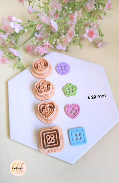 Emporte-pièces 3D en forme de boutons de couture pour la fabrication de bijoux en argile polymère, créoles interchangeables, pampilles