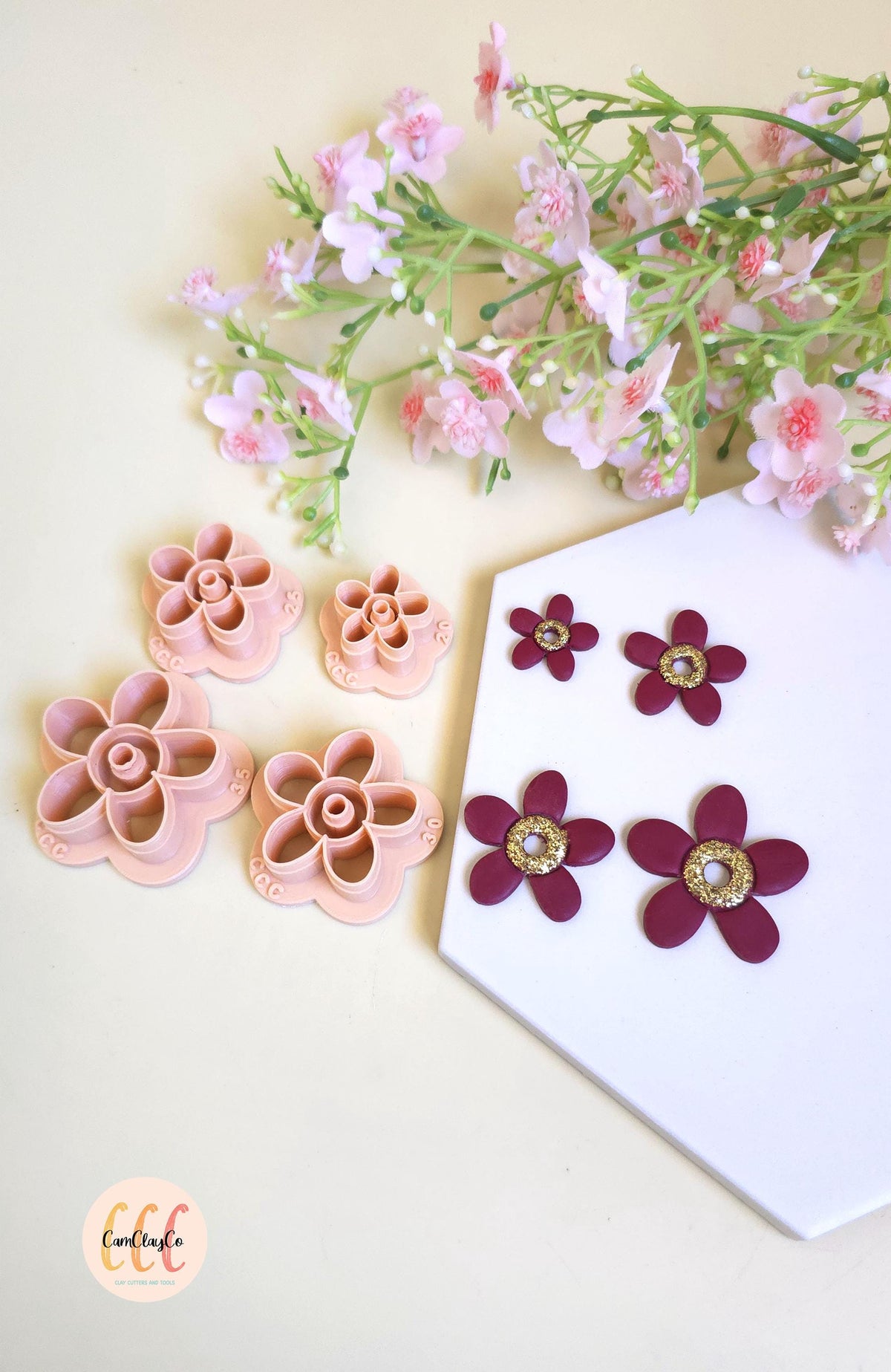 Emporte-pièces 3D fleurs organiques gros centre pour la fabrication de bijoux en argile polymère, créoles interchangeables, pampilles