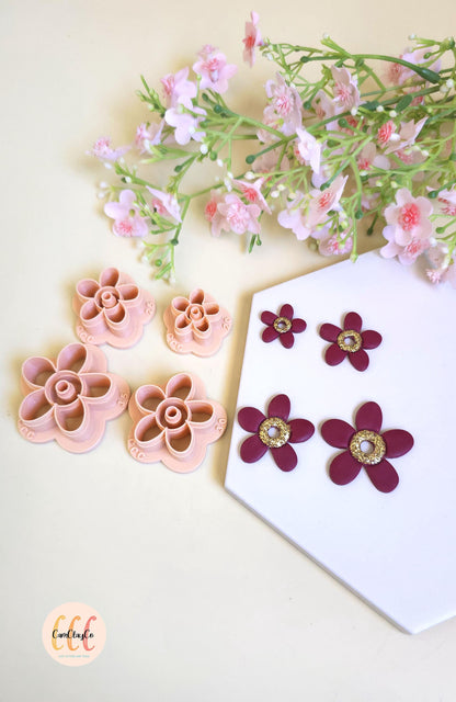Emporte-pièces 3D fleurs organiques gros centre pour la fabrication de bijoux en argile polymère, créoles interchangeables, pampilles