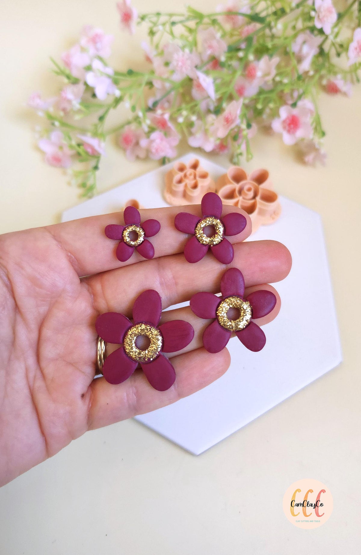 Emporte-pièces 3D fleurs organiques gros centre pour la fabrication de bijoux en argile polymère, créoles interchangeables, pampilles
