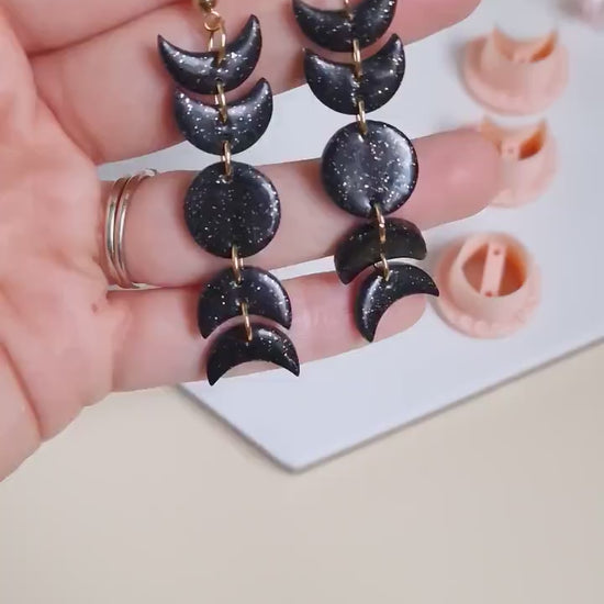 Set de trois emporte-pièces phases de la lune pour la fabrication de bijoux en argile polymère