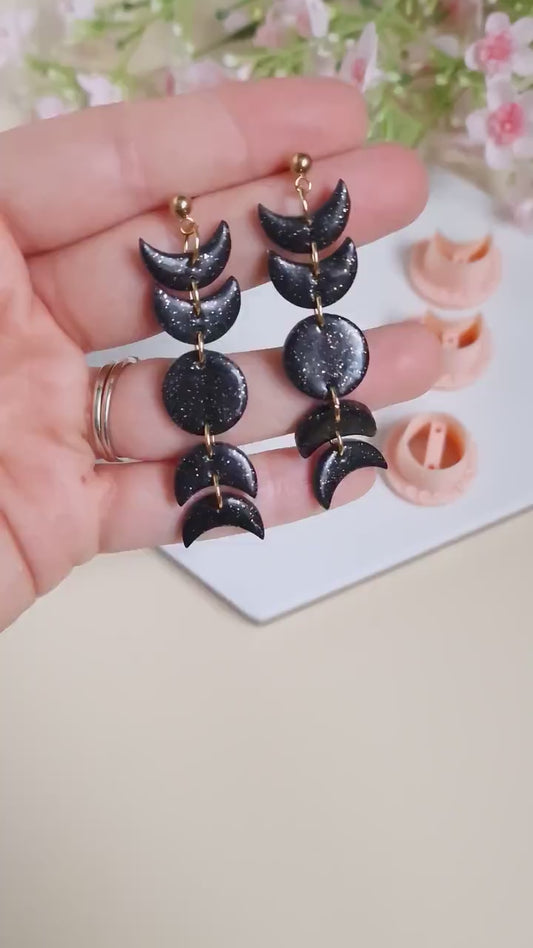 Set de trois emporte-pièces phases de la lune pour la fabrication de bijoux en argile polymère